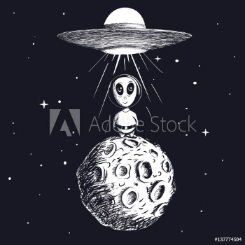 Bild på alien landed to moon from ufo